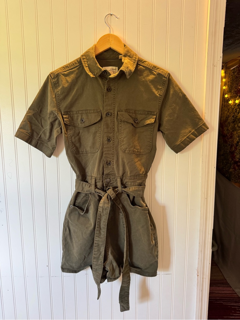 Universal Thread Olive Utility Romper | Belted | Button Front | Size 0